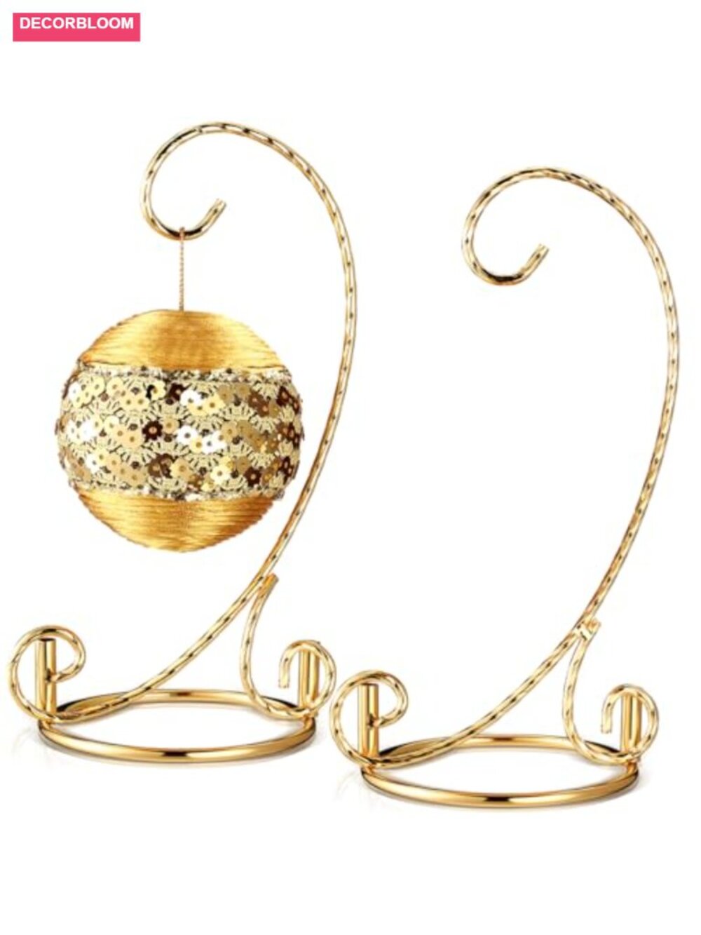 2 Pc Twisted Metal Ornament Display Stand Hanging Hook Holder 7.5"